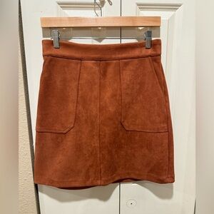 Bishop+Young Suede Copper Brown Mini Skirt Fall Perfect, size M